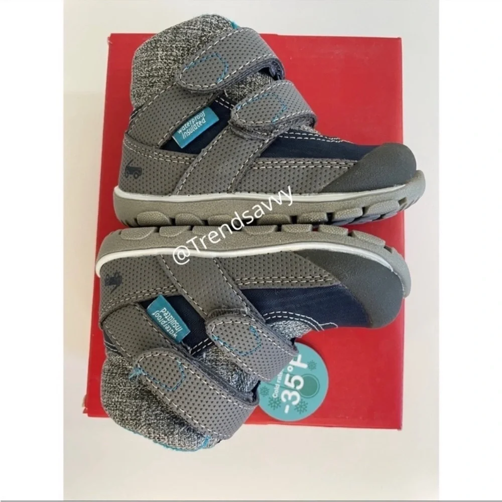 See Kai Run Atlas II Waterproof Insulated Snow Boots Navy Gray Winter Toddler 4